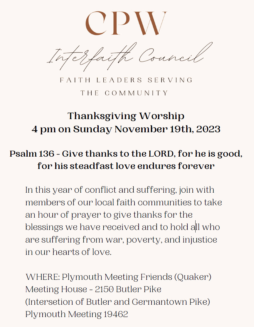 Interfaith Thanksgiving flyer